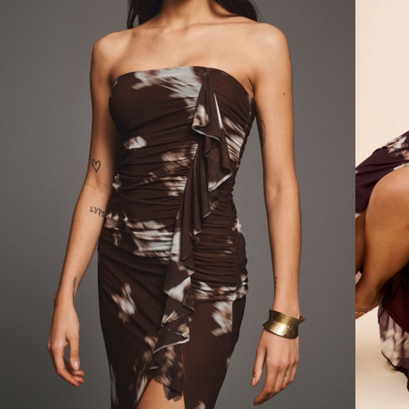 BHLDN (Anthropologie) Lily Strapless Stretch Satin maxi Dress - Picture 8 of 10